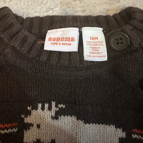 Sonoma Life + Style Baby Boy Moose Sweater Brown Pullover Size 18M - Picture 8 of 8